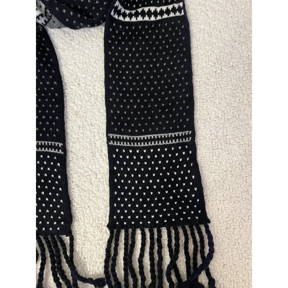 V.‎ Fraas Scarf Knit Tassel Boho Retro Geometric Black White Winter Accessory